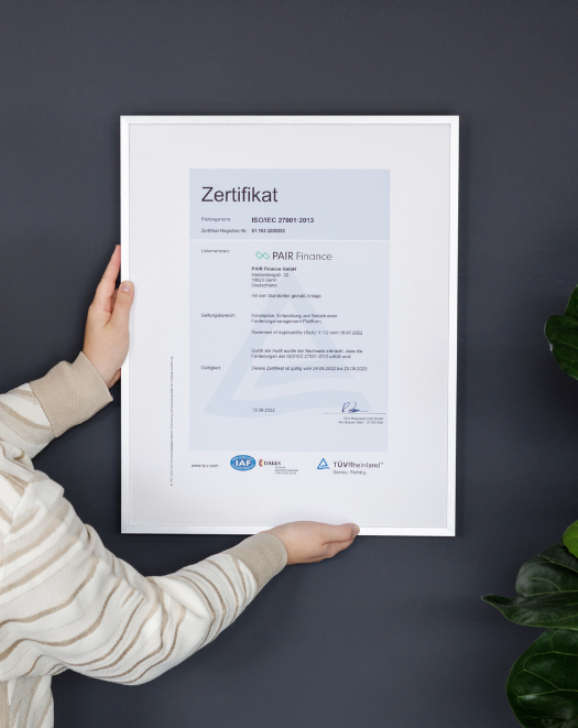 PAIR Finance now with ISO Security Certification